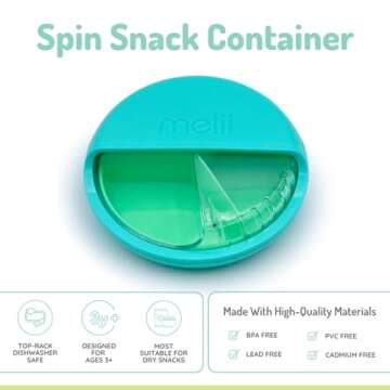 melii Spin Snack Container - BPA-Free, Dishwasher Safe Snack Container for On-the-Go Travel, Healthy...