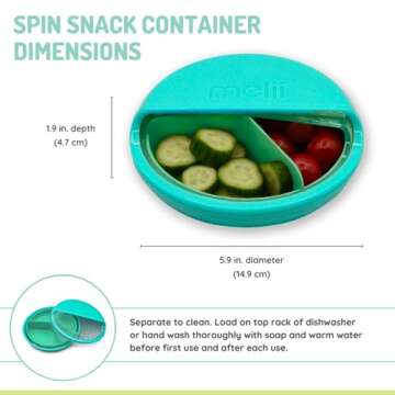 melii Spin Snack Container - BPA-Free, Dishwasher Safe Snack Container for On-the-Go Travel, Healthy Snacking, Eco-Friendly, Lead-Free, PVC-Free - Perfect for Kids and Adults - Blue