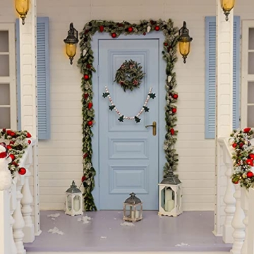 Glaciart One Christmas Tree Felt Ball Garland - Pompom Holiday Decoration Hand-Made from Natural Wool - Cute Hanging Decor for Christmas Tree, Mantel, Kids Bedroom, Living Room, Nursery - 7 Feet Long