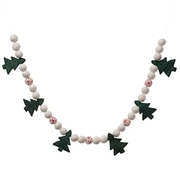 Glaciart One Christmas Tree Felt Ball Garland - Pompom Holiday Decoration Hand-Made from Natural Wool - Cute Hanging Decor for Christmas Tree, Mantel, Kids Bedroom, Living Room, Nursery - 7 Feet Long