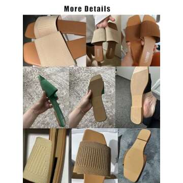 OYOANGLE Women's Single Band Square Open Toe Slide Sandals Summer Slip on Flat Sandals Apricot CN39