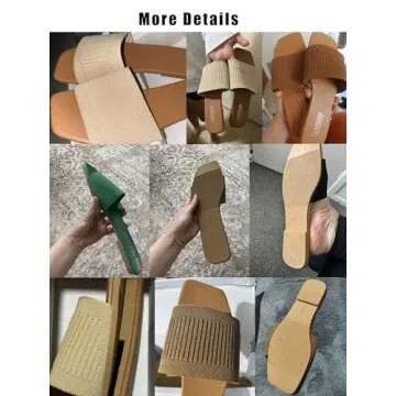 OYOANGLE Women's Single Band Square Open Toe Slide Sandals Summer Slip on Flat Sandals Apricot CN39