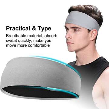 EasYoung Headbands for Men, 3 Pack Guys Workout Sweatbands Sport Headbands for Running, Crossfit, Wo...