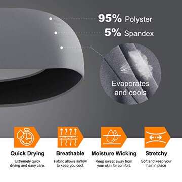 EasYoung Headbands for Men, 3 Pack Guys Workout Sweatbands Sport Headbands for Running, Crossfit, Working Out and Performance Stretch Workout Hairbands, Moisture Wicking Versatile Headbands Fits All