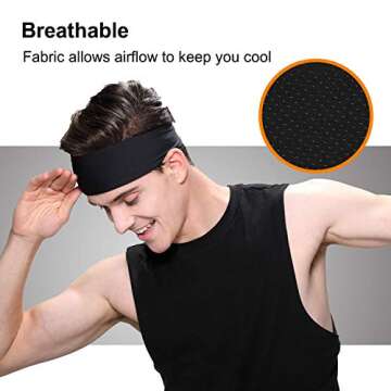 EasYoung Headbands for Men, 3 Pack Guys Workout Sweatbands Sport Headbands for Running, Crossfit, Working Out and Performance Stretch Workout Hairbands, Moisture Wicking Versatile Headbands Fits All