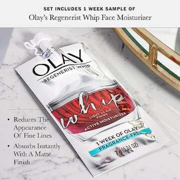 Olay Regenerist Retinol 24 Night Eye Cream, 0.5oz + Whip Face Moisturizer Travel/Trial Size Bundle