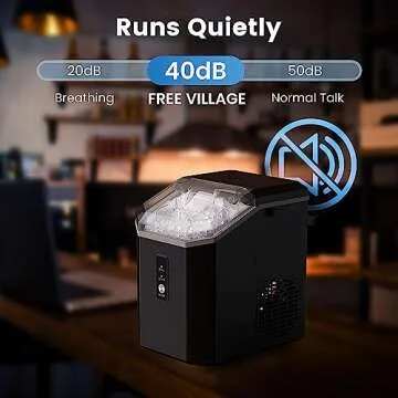 FREE VILLAGE Nugget Ice Maker Countertop, Pebble Ice Maker Machine, 33lbs Per Day, Self-Cleaning with Basket, Quiet Operation, 1.2Qt Water Reservoir, Portable Ice Machine for Home Office RV Party