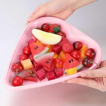 Macarrie 10 Pcs Valentine's Heart Shaped Serving Tray Platter 20 oz Heart Plates with Clear Lids Des...