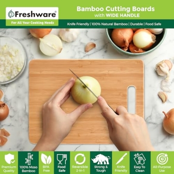 Eco-Friendly Bamboo Cutting Board Set - 3 Sizes, Knife Friendly