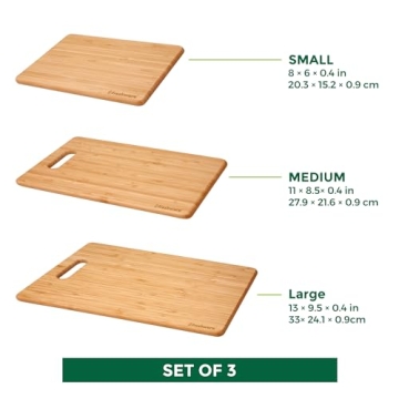 Eco-Friendly Bamboo Cutting Board Set - 3 Sizes, Knife Friendly