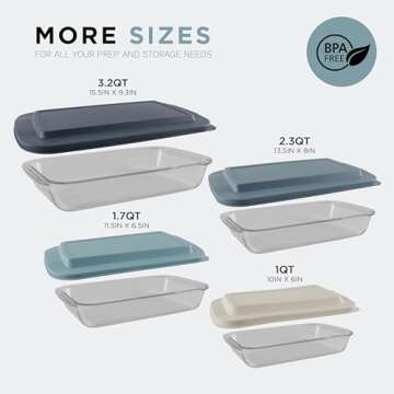 Cook With Color 8 PC Glass Baking Dish Set with Lids for Every Kitchen