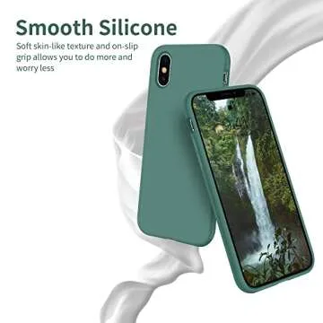 OTOFLY Compatible with iPhone X Case,Ultra Slim Fit iPhone Xs Case Liquid Silicone iPhone 10 Case with Full Body Protection Anti-Scratch Shockproof Bumper, 5.8 inch, (Pine Green)