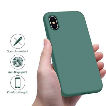 OTOFLY Compatible with iPhone X Case,Ultra Slim Fit iPhone Xs Case Liquid Silicone iPhone 10 Case with Full Body Protection Anti-Scratch Shockproof Bumper, 5.8 inch, (Pine Green)