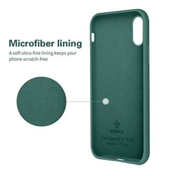 OTOFLY Compatible with iPhone X Case,Ultra Slim Fit iPhone Xs Case Liquid Silicone iPhone 10 Case with Full Body Protection Anti-Scratch Shockproof Bumper, 5.8 inch, (Pine Green)