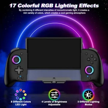 Spican Switch Controllers for Nintendo Switch/OLED Controller, Switch Wireless Pro Controller One-Piece Joypad, Full-Size Ergonomic Handheld Mode Controller with Battery/RGB/Turbo/Programming(Black)