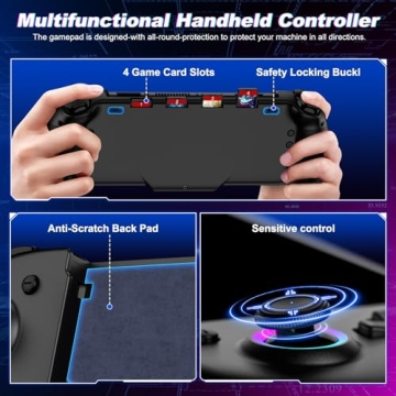 Spican Switch Controllers for Nintendo Switch/OLED Controller, Switch Wireless Pro Controller One-Piece Joypad, Full-Size Ergonomic Handheld Mode Controller with Battery/RGB/Turbo/Programming(Black)