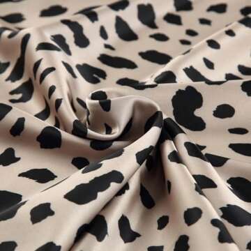 Keasmto Leopard Print Skirt for Women Cheetah High Waist Silk Satin Elasticized Midi Length Summer Skirts M