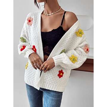 SHENHE Women's Cropped Floral Cardigan - Chic & Stylish