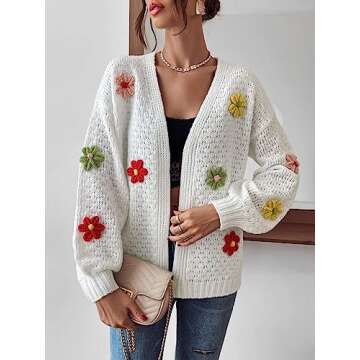 SHENHE Women's Cropped Floral Cardigan - Chic & Stylish