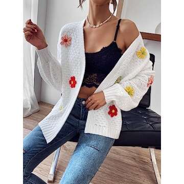 SHENHE Women's Cropped Floral Cardigan - Chic & Stylish