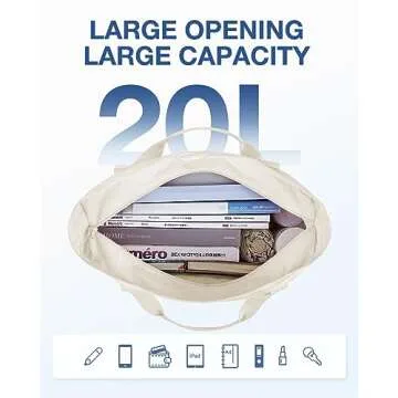 BAGSMART Women Foldable Tote Bag with Drawstring Storage Bag, Large Tote Bag Shoulder Bag Top Handle...