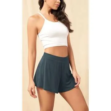 ODODOS 2-Pack Modal Soft Lounge Shorts for Women High Waist Casual Sleepwear Cozy Pajama Bottom, 3" Inseam, Black+Deep Teal, Medium