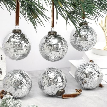 Elegant Vintage Mercury Glass Christmas Ornaments Set