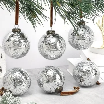 Elegant Vintage Mercury Glass Christmas Ornaments Set