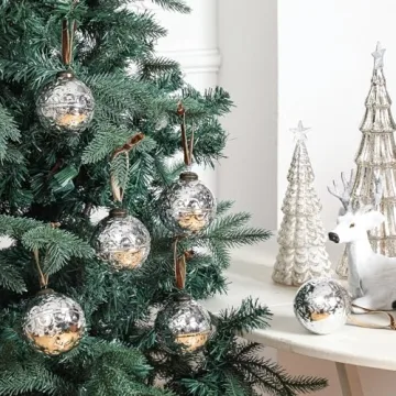 Elegant Vintage Mercury Glass Christmas Ornaments Set