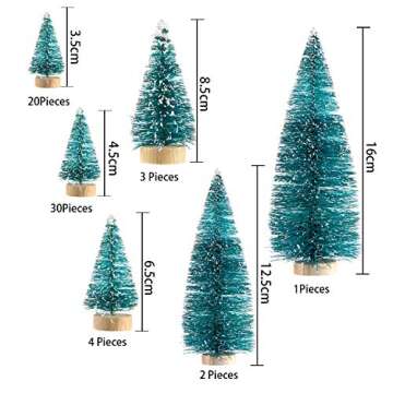 SATINIOR 60 Pieces Artificial Mini Christmas Tree Sisal Snow Trees Bottle Brush Christmas Trees Pine...