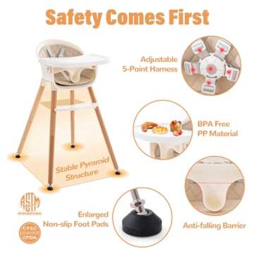 6 in 1 Convertible Wooden High Chair for Babies & Toddlers, Baby Feeding Chair with Adjustable Legs,...
