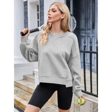 MEROKEETY Women's Long Sleeve Crop Workout Tops Athletic Loose Casual Hoodies 2024 Fashion Y2k Cloth...