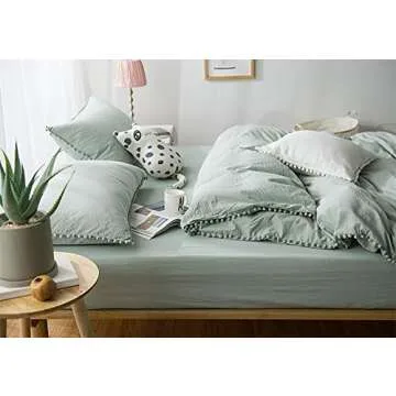 TanNicoor Pom Fringe Duvet Cover Set - Modern Bedding