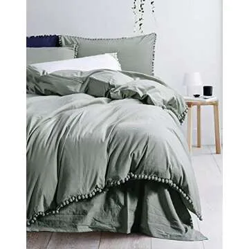 TanNicoor Pom Fringe Duvet Cover Set - Modern Bedding
