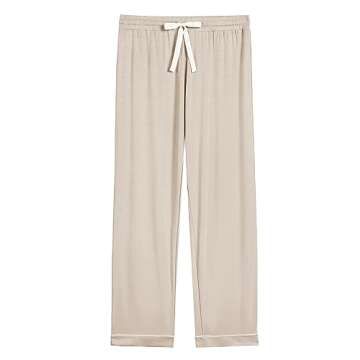 Cherrydew Women Bamboo Viscose Pajamas Set Super-Soft Comfy Cooling Long Sleeve Pj Button Down Sleep Sets Loungewear (Cream,M)