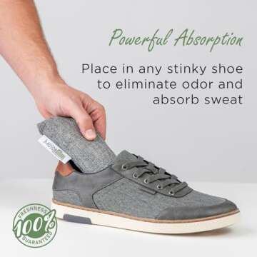 Moso Natural Shoe Deodorizer Insert | Charcoal Odor Absorber for Shoes | Gym Bag & Boot Deodorizer |...
