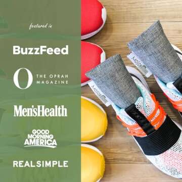 Moso Natural Shoe Deodorizer Insert | Charcoal Odor Absorber for Shoes | Gym Bag & Boot Deodorizer | Long-Lasting Shoe Odor Elimination | Unscented Air Purifying Bags (Two Per Pack)