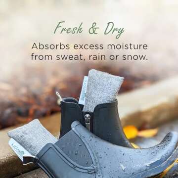 Moso Natural Shoe Deodorizer Insert | Charcoal Odor Absorber for Shoes | Gym Bag & Boot Deodorizer | Long-Lasting Shoe Odor Elimination | Unscented Air Purifying Bags (Two Per Pack)