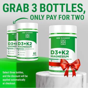 Vitamin D3 K2 10000IU & Magnesium for Bone Health
