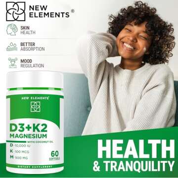 Vitamin D3 K2 10000IU & Magnesium for Bone Health