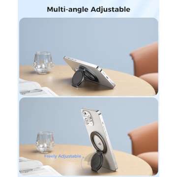 SUPERONE Magnetic Ring Holder for MagSafe Dual-Side Magnetic, Removable Gym Phone Grip with Kickstand for iPhone 16/15/14/13/12/ Series MagSafe Case All Phones Compatible with Magnetic Car Mount