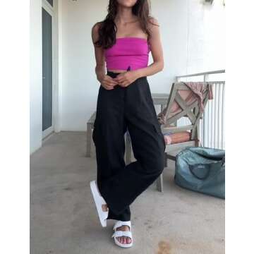 Xiaoxuemeng Women's Wide Leg Pants Comfortable Cargo Style