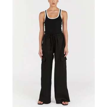 Xiaoxuemeng Women's Wide Leg Pants Comfortable Cargo Style