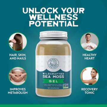 Herbal Vineyards Wildcrafted Irish Gold Sea Moss Gel - Made with Dried Seaweed & Fresh Sea Vegetables, Seamoss - Made in USA