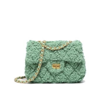 Stylish Women's Plush Shoulder Bag - Fluffy Crossbody Purse with Adjustable Chain