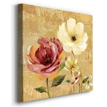 Wexford Home French Country Garden Flower Spring Collection Canvas Print 4 Panels Set Décor for Home Office Wall Art, 12x12inches-CANVAS (15741-1212-4P)