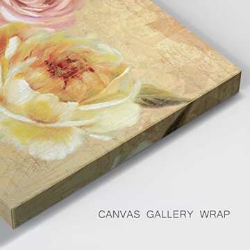 Wexford Home French Country Garden Flower Spring Collection Canvas Print 4 Panels Set Décor for Home Office Wall Art, 12x12inches-CANVAS (15741-1212-4P)