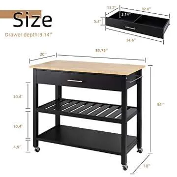 Shintenchi Kitchen Island Cart – Stylish & Functional