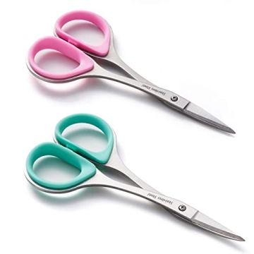 Beaditive Sewing and Embroidery Scissors Set (2 Pc.) Curved and Straight, Sharp, Stainless-Steel Des...
