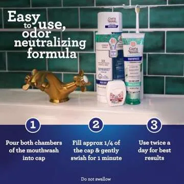 GuruNanda Teeth Whitening Dual Barrel Oxyburst Mouthwash - Alcohol & Fluoride Free, Hydrogen Peroxide to Promote Whiter Teeth - Wild Mint - 20 Fl Oz